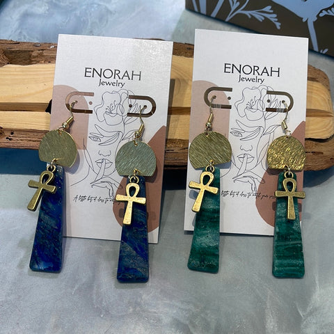 Bastet Ankh Earrings by Enorah Jewelry