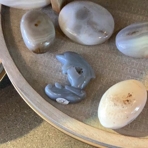 Agate dolphin carving