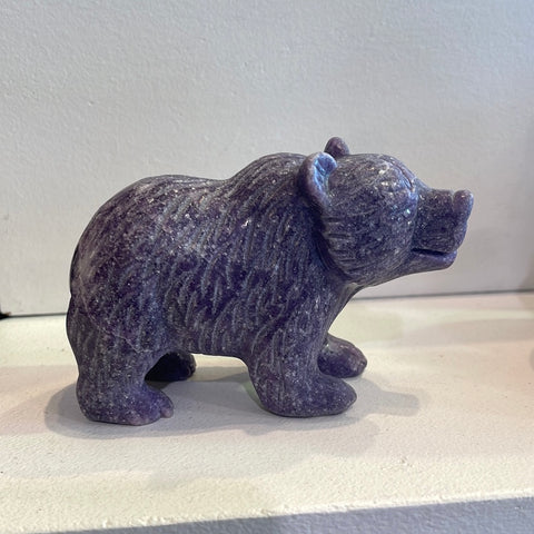 Lepidolite Bear Carving