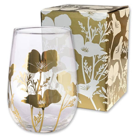Poppy Golden Stemless Wine Glass