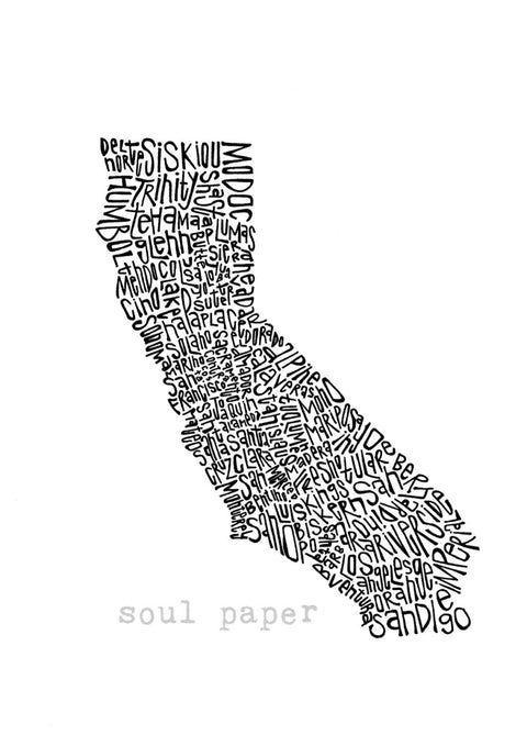 CLEARANCE: California Counties Wall Typography Art Print