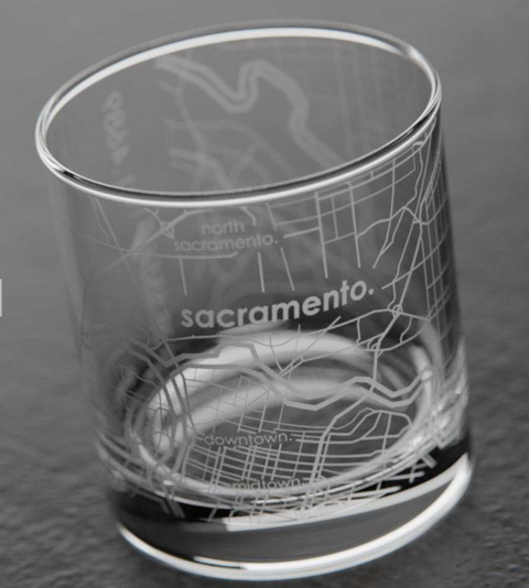 Sacramento Map Whiskey Glass