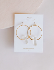 Crystal & 18k Gold Hoop Earrings