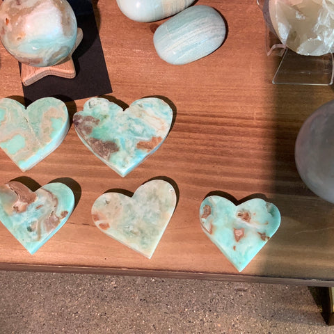 Aquatine Calcite Hearts