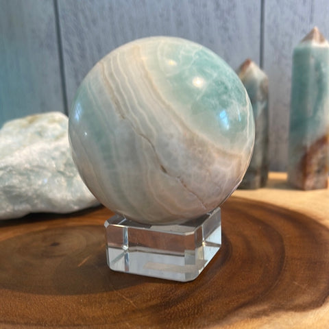 Aquatine Calcite (Caribbean) Sphere