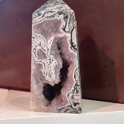 Jumbo Moss Agate / Pink Amethyst Tower