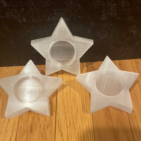 Selenite Star Votive Candle Holder