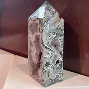 Jumbo Moss Agate / Pink Amethyst Tower