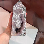 Jumbo Moss Agate / Pink Amethyst Tower